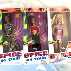3 SPICE GIRLS On Tour Dolls Vintage 1998 Sporty Baby Scary Official Merchandise